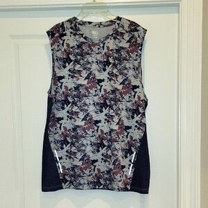 RB3 Men's Gray and Blue Patterned Muscle Tee